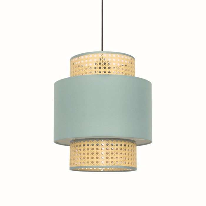 PENDANT LIGHTING 1ΧΕ27 NISYROS ΒΕΡΑΜΑΝ FABRIC+MATTING RATTAN D30XH150CM