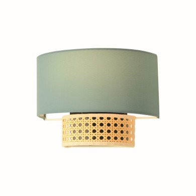 WALL MOUNTED LIGHTING 1ΧΕ14 NISYROS ΒΕΡΑΜΑΝ FABRIC+MATTING RATTAN 25Χ18Χ13CM