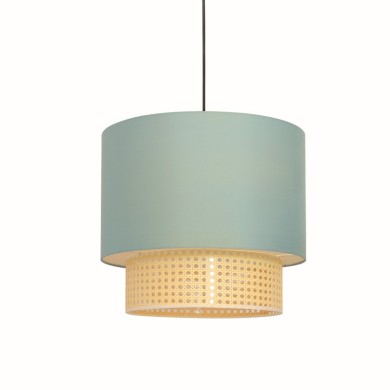 PENDANT LIGHTING 2ΧΕ27 NISYROS ΒΕΡΑΜΑΝ FABRIC+MATTING RATTAN D40xH150CM