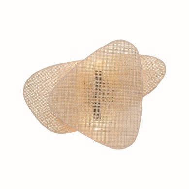 WALL MOUNTED LIGHTING 2ΧΕ14 SKYROS MATTING RATTAN 50X35X13CM