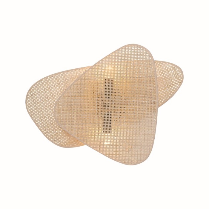 WALL MOUNTED LIGHTING 2ΧΕ14 SKYROS MATTING RATTAN 50X35X13CM