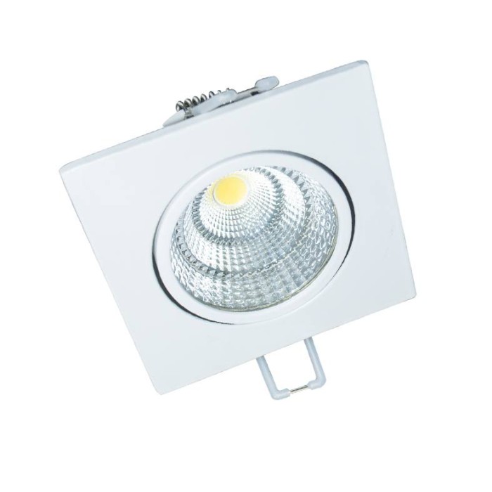 P/O SQUARE WHITE MOV. LED SPOT 6W 3000K 410Lm COB 230V 60° Ra80