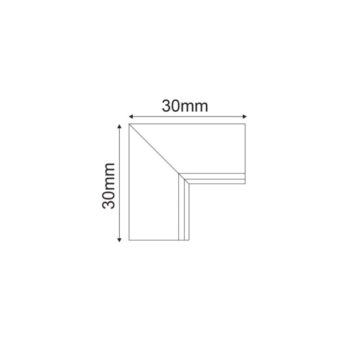 BLACK 90° CORNER FOR MINI MAGNETIC TRIMLESS TMT*MB