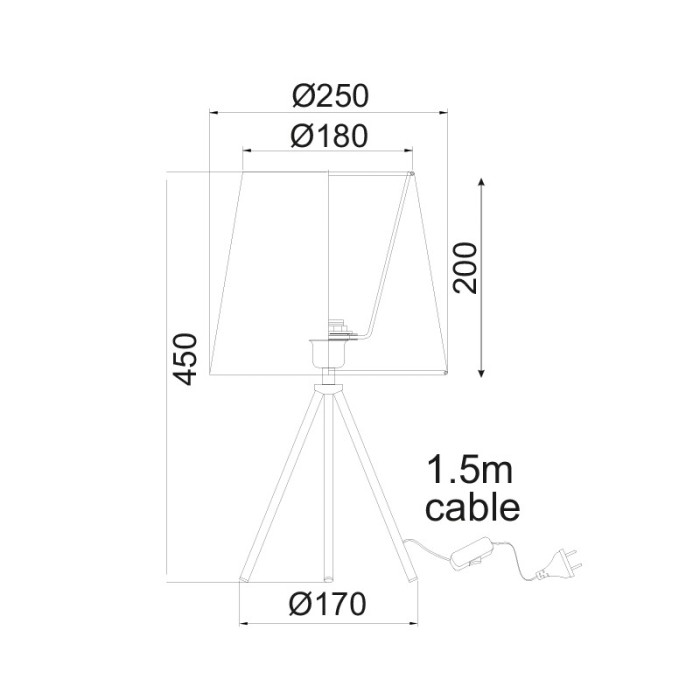 NETTO ΦΩΤΙΣΤΙΚΟ ΕΠΙΤΡΑΠΕΖΙΟ ΜΑΥΡΟ ΜΕΤΑΛΛΙΚΟ ΣΥΜΒΑΤΙΚΟ 1ΧΕ27 Φ250Χ450mm