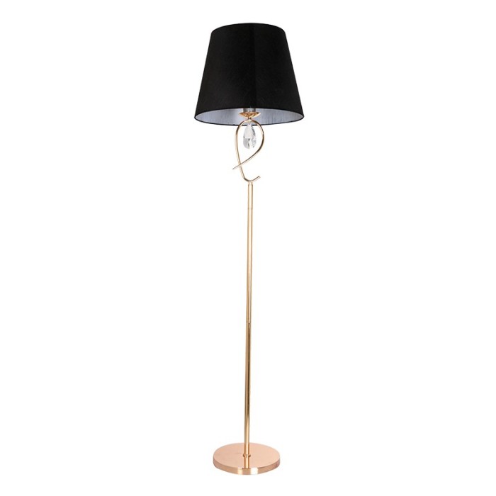 FLOOR LIGHTING FIXTURE 1XE27 METAL COPPER+BLACK SHADE Φ40Χ157CM BASILICO