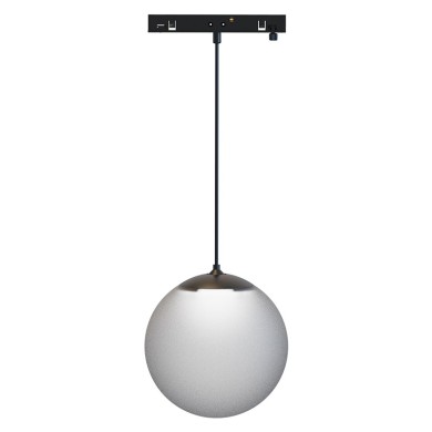  MINI BLACK MAGNETIC PENDANT LUMINAIRE 24V DC 7W 4000K 670LM 230° RA90 5 YRS Φ100Χ1000ΜΜ OPAL GLASS