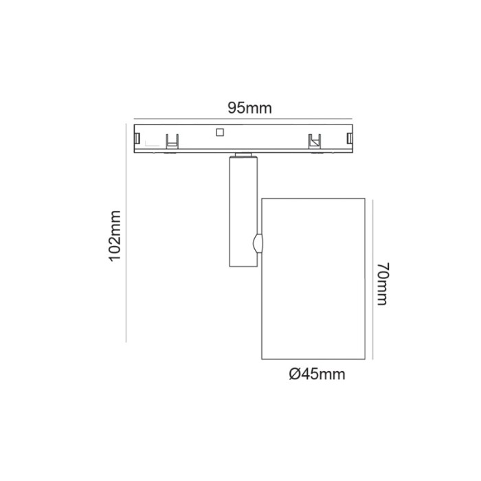  MINI BLACK MAGNETIC SPOT 24V DC 9W 3000K 840LM 38° RA90 5 YRS Φ45*70(102)ΜΜ