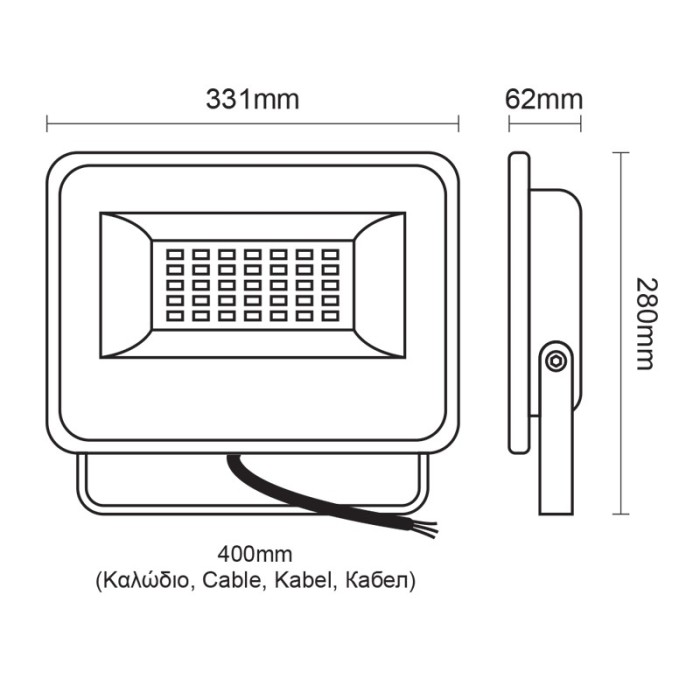 BLACK LED SMD ΠΡΟΒΟΛΕΑΣ IP66 150W 3000K 15000LM 230V AC Ra80
