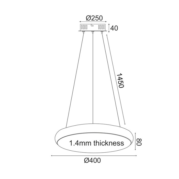 ΚΡΕΜΑΣΤΟ Φ/Σ LED 32W 2560LM 3000K ΜΑΥΡΟ ΜΕΤ/ΚΟ D40XH140CM KALLISTA
