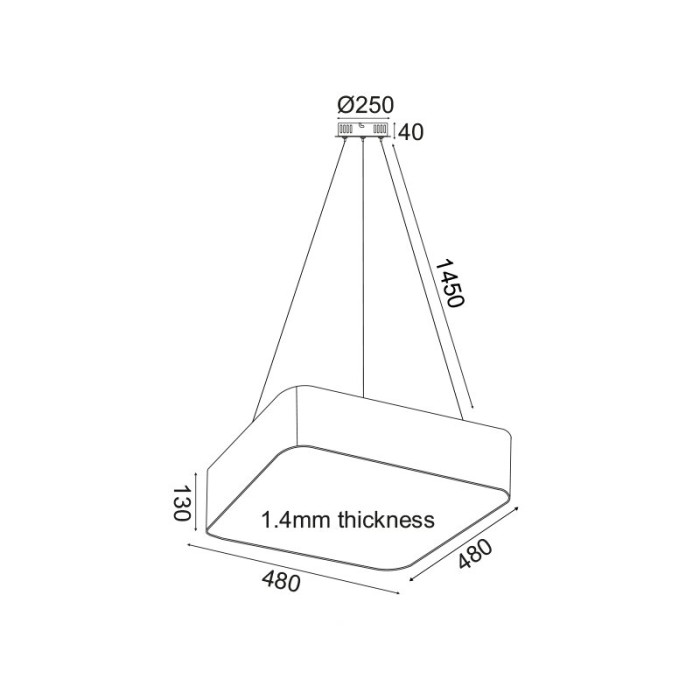 ΚΡΕΜΑΣΤΟ Φ/Σ LED 40W 3200LM 3000K ΛΕΥΚΟ ΜΕΤ/ΚΟ 48X48XH140CM EMERY
