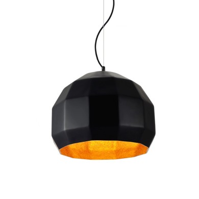 NETTO PENDANT 1XE27 RESIN BLACK+GOLD POLYGON Φ38H120CM