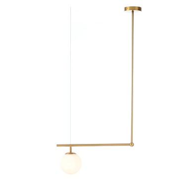 PENDANT LUMINAIRE 1ΧΕ27 METAL+OPAL GLASS 56X15XH115CM THETIS