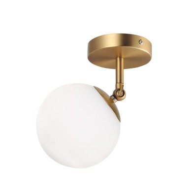 WALL MOUNTED LIGHT 1XE27 METAL + OPAL GLASS Φ15Χ23ΧΗ15CM THETIS