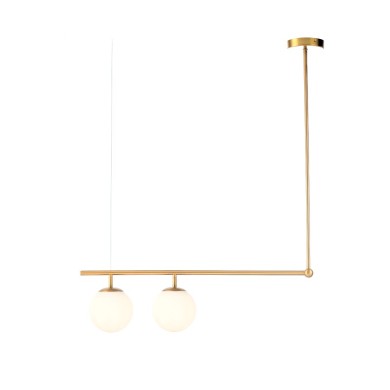 PENDANT LUMINAIRE 2ΧΕ27 METAL+OPAL GLASS 76X15XH95CM THETIS