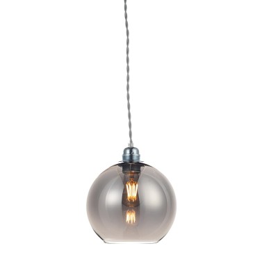 PENDANT 1XE27 CLEAR GREY GLASS+ SILVER METAL SUSPENSION Φ20ΧΗ120CM PYTHIA