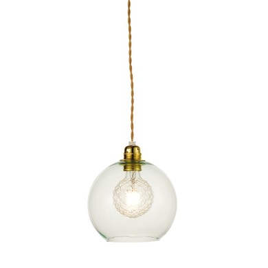 NETTO PENDANT 1XE27 CLEAR MINT GLASS+ GOLD METAL SUSPENSION Φ20ΧΗ120CM PYTHIA