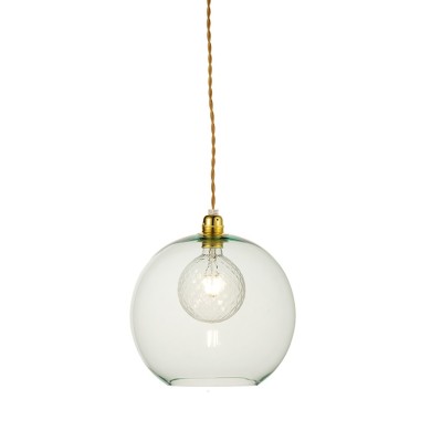 NETTO PENDANT 1XE27 CLEAR MINT GLASS+ GOLD METAL SUSPENSION Φ30ΧΗ120CM PYTHIA
