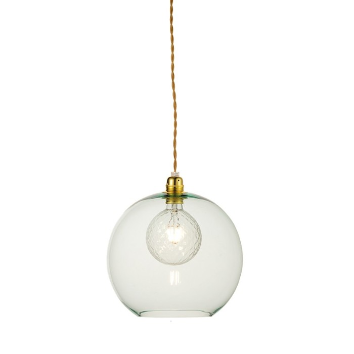 NETTO PENDANT 1XE27 CLEAR MINT GLASS+ GOLD METAL SUSPENSION Φ30ΧΗ120CM PYTHIA