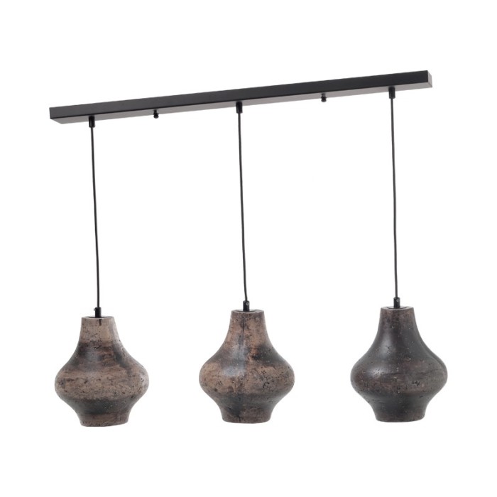 NETTO PENDANT LUMINAIRE 3XE27 BROWN CLAY Φ20Χ84ΧΗ120CM