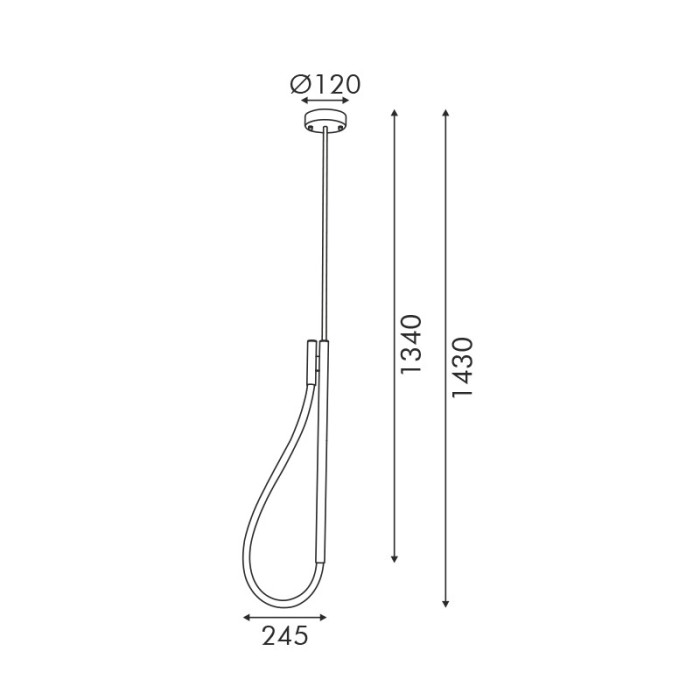 MALPO-ΦΩΤΙΣΤΙΚΟ ΚΡΕΜΑΣΤΟ ΜΑΥΡΟ ΜΕΤΑΛΛΙΚΟ LED SMD 12W 3000K 536LM IP20 Φ245Χ1500ΜM 