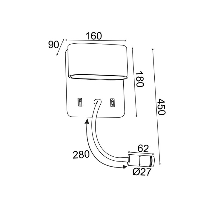 WALL MOUNTED LUMINAIRE 8W 3000K 640LM WHITE METAL 16Χ9Χ45CM PRIAMUS