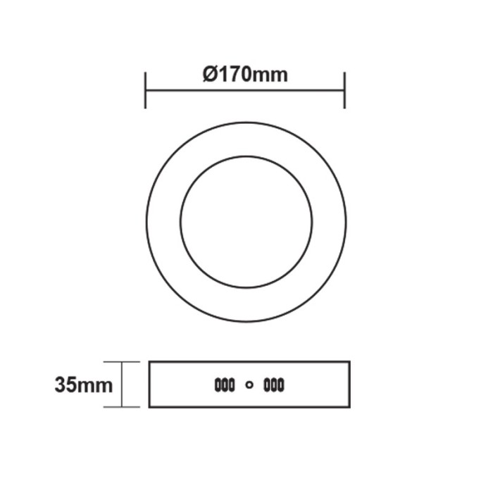 LED SLIM PANEL WHITE ROUND CEIL.12W 4000K 1100Lm Φ160mm 230V AC Ra80