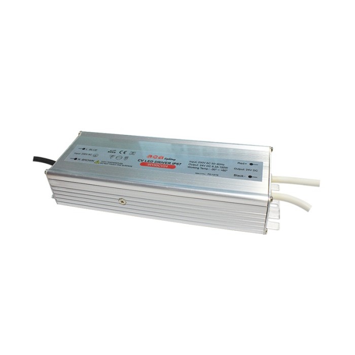 METAL CV LED DRIVER 150W 230V AC-24V DC 6.3A IP67 WITH CABLES