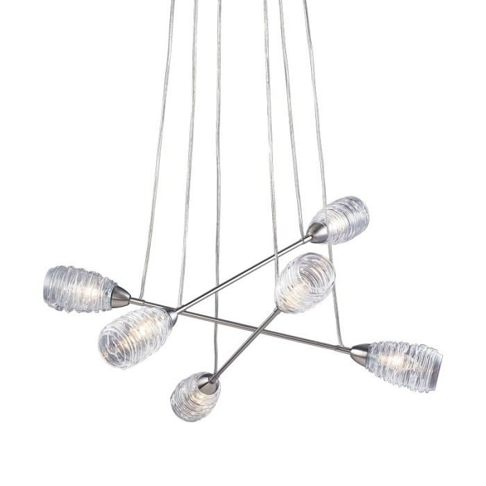 NETTO ΕΞΑΦΩΤΟ ΚΡΕΜΑΣΤΟ ΠΛΕΓΜΑ ΔΙΑΦΑΝΕΣ 6X40W E14 Φ50 Η100c
