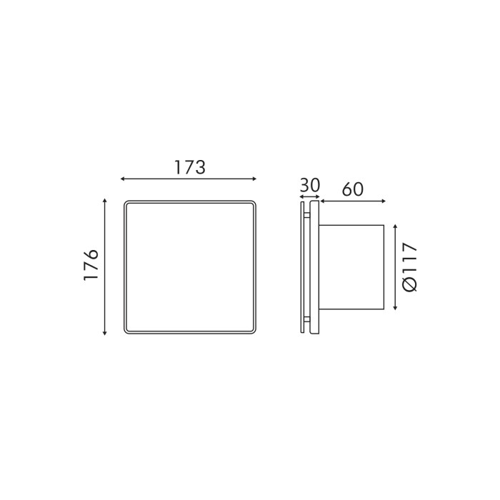 EXHAUST FAN WHITE PLASTIC 7 BLADES 17W 220-240V WITHOUT CABLE 176x173x117mm