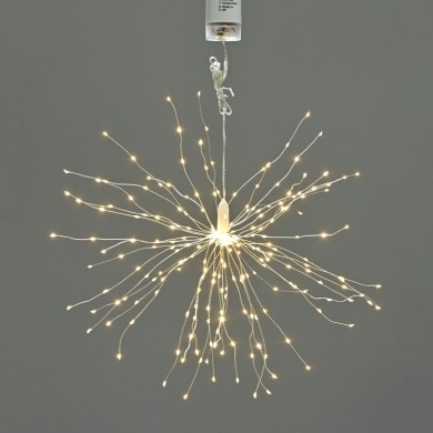250 LED FIREWORKS STRING LIGHT WW SILVER COPPER WIRE & BATTERY 4xAA+REMOTE IP44 5LEDSx50 STRINGS+100CM