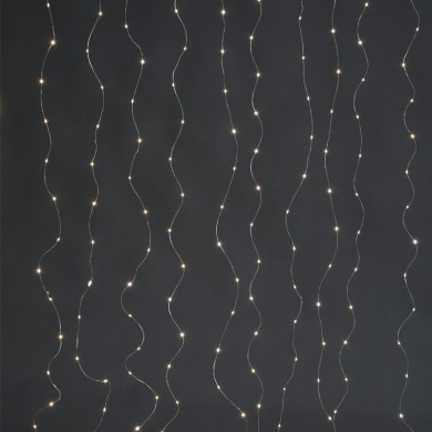 400 LED CURTAIN LIGHTS WW SILVER COPPER WIRE USB ADAPT.+REMOTE 20LEDSx20STRINGS 2x2M+3M