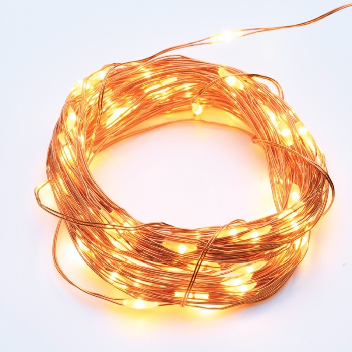 50 LED STRING LIGHTS, WW,  COPPER WIRE & BAT. 3XAA IP20 5M+10CM, 3W