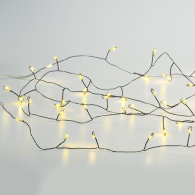 50 CLUSTER LED STRING LIGHTS, WW, BLACK COPPER WIRE & BAT. 3XAA IP20 2.5M+30CM, 3W