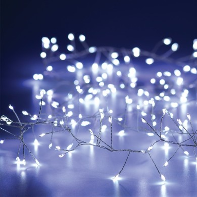 50 CLUSTER LED STRING LIGHTS, CW, SILVER COPPER WIRE & BAT. 3XAA IP20 2.5M+30CM, 3W