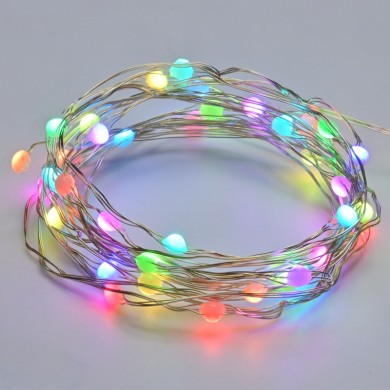 50 LED SUPER STRING LIGHT MULTI COLOR SILVER COPPER WIRE & USB ADAPTOR 5V WI-FI+BLUETOOTH+INFRARED REMOTE CONTROLLER IP44 5M+2M