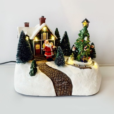 ΧΡΙΣΤΟΥΓΕΝΝΙΑΤΙΚΟ ΔΙΑΚΟΣΜΗTIKO ΧΩΡΙΟ ΠΟΛΥΧΡΩΜΟ LED ΘΕΡΜΟ ΛΕΥΚΟ ΜΟΥΣΙΚΗ & ΚΙΝΗΣΗ ΜΕ ΑΝΤΑΠΤΟΡΑ 4,5V (ΔΕΝ ΣΥΜΠ) ΚΑΙ ΜΠΑΤΑΡΙΑ 3ΧΑΑ (ΔΕΝ ΣΥΜΠ) 190x135x155mm