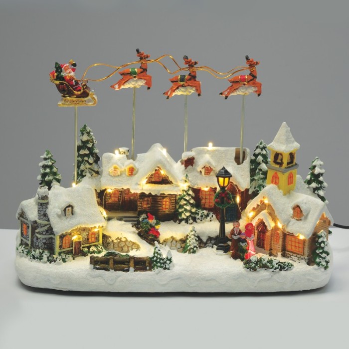 ΧΡΙΣΤΟΥΓΕΝΝΙΑΤΙΚΟ ΔΙΑΚΟΣΜΗTIKO ΧΩΡΙΟ ΠΟΛΥΧΡΩΜΟ LED ΘΕΡΜΟ ΛΕΥΚΟ ΜΟΥΣΙΚΗ & ΚΙΝΗΣΗ ΜΕ ΑΝΤΑΠΤΟΡΑ 4,5V (ΔΕΝ ΣΥΜΠ) ΚΑΙ ΜΠΑΤΑΡΙΑ 3ΧΑΑ (ΔΕΝ ΣΥΜΠ) 345x155x255mm