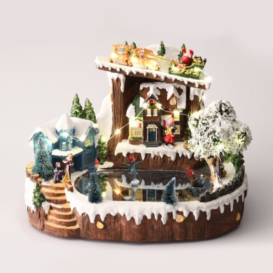 ΧΡΙΣΤΟΥΓΕΝΝΙΑΤΙΚΟ ΔΙΑΚΟΣΜΗTIKO ΧΩΡΙΟ ΠΟΛΥΧΡΩΜΟ LED ΘΕΡΜΟ ΛΕΥΚΟ ΜΟΥΣΙΚΗ & ΚΙΝΗΣΗ ΜΕ ΑΝΤΑΠΤΟΡΑ 4,5V (ΔΕΝ ΣΥΜΠ) ΚΑΙ ΜΠΑΤΑΡΙΑ 3ΧΑΑ (ΔΕΝ ΣΥΜΠ) 320x230x240mm