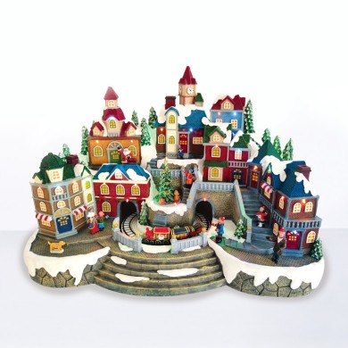 ΧΡΙΣΤΟΥΓΕΝΝΙΑΤΙΚΟ ΔΙΑΚΟΣΜΗΤΙΚΟ ΧΩΡΙΟ ΠΟΛΥΧΡΩΜΟ LED RGB ΜΕ ΜΟΥΣΙΚΗ 4.5V (ΑΝΤΑΠ) & ΜΠΑΤΑΡΙΕΣ 3xΑΑ 510Χ300Χ355mm