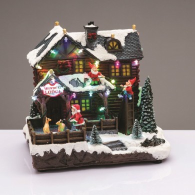 ΧΡΙΣΤΟΥΓΕΝΝΙΑΤΙΚΟ ΔΙΑΚΟΣΜΗTIKO ΣΠΙΤΙ ΜΕ ΖΩΑ ΠΟΛΥΧΡΩΜΟ LED ΜΟΥΣΙΚΗ ME ΑΝΤΑΠΤΟΡΑ 4,5V (ΔΕΝ ΣΥΜΠ) ΚΑΙ ΜΠΑΤΑΡΙΑ 3ΧΑΑ  (ΔΕΝ ΣΥΜΠ) 245x195x245mm