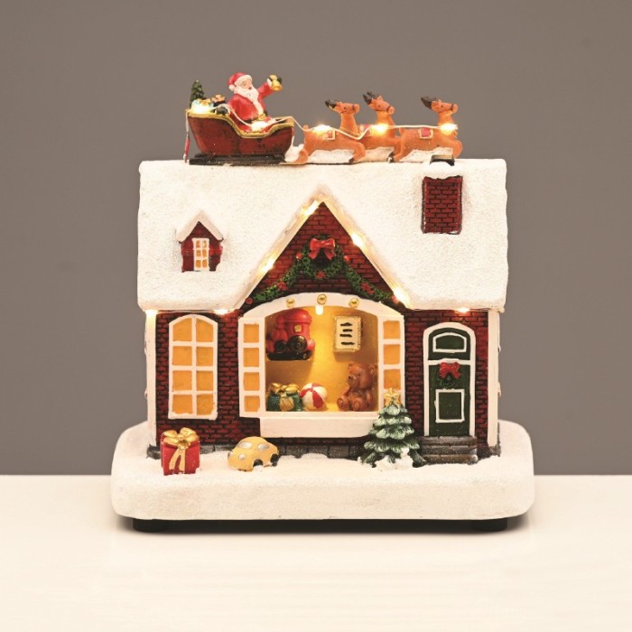 ΧΡΙΣΤΟΥΓΕΝΝΙΑΤΙΚΟ ΔΙΑΚΟΣΜΗTIKO ΣΠΙΤΙ ΜΕ ΕΛΚΗΘΡΟ LED ΘΕΡΜΟ ΛΕΥΚΟ ΜΟΥΣΙΚΗ ME ΑΝΤΑΠΤΟΡΑ 4,5V (ΔΕΝ ΣΥΜΠ) ΚΑΙ ΜΠΑΤΑΡΙΑ 3ΧΑΑ (ΔΕΝ ΣΥΜΠ) 180x120x185mm