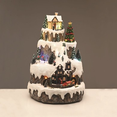 ΧΡΙΣΤΟΥΓΕΝΝΙΑΤΙΚΟ ΔΙΑΚΟΣΜΗΤΙΚΟ ΧΩΡΙΟ ΤΡΕΝΟ LED ΘΕΡΜΟ ΛΕΥΚΟ ΕΝΑΛΛΑΓΗ ΧΡΩΜΑΤΩΝ ΜΟΥΣΙΚΗ ΜΕ ΑΝΤΑΠΤΟΡΑ 4,5V (ΔΕΝ ΣΥΜΠ) 310x310x430mm