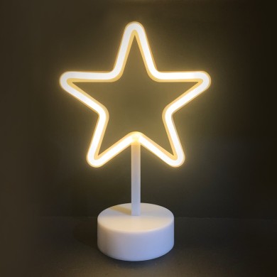 STAR, 39 NEON LED LIGHTS WITH BATTERY (3xAA)/USB, WARM WHITE, IP20, 19x10x28.5cm
