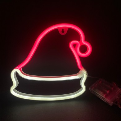 HAT, 114 NEON LED LIGHTS WITH BATTERY (3xAA)/USB, RED & CW, IP20, 19x2x22cm