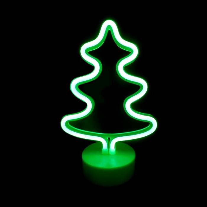 TREE, 44 NEON LED LIGHTS WITH BATTERY (3xAA)/USB, GREEN, IP20, 17x10x26cm 