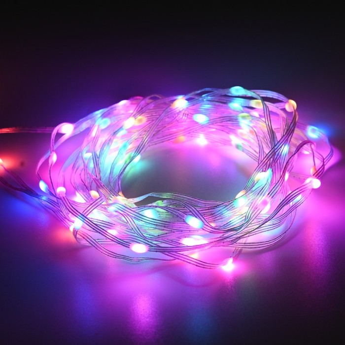 100RGB LED SMART STRING CONNECTABLE, 10m, USB, REMOTE&APP, IP44, 3m LEAD CABLE