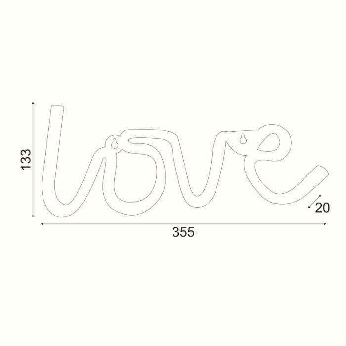 LOVE, 118 NEON LED ΛΑΜΠΑΚΙΑ ΜΕ ΜΠΑΤΑΡΙΑ (3xAA)/USB, WW, IP20, 35.5x2x13cm
