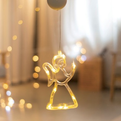 "WINDOW PLASTIC ANGEL" 10 LED LIGHTS WW BATTERIES (3ΧΑΑΑ) IP20 12X20.5CM