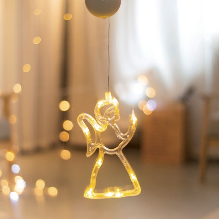 "WINDOW PLASTIC ANGEL" 10 LED LIGHTS WW BATTERIES (3ΧΑΑΑ) IP20 12X20.5CM