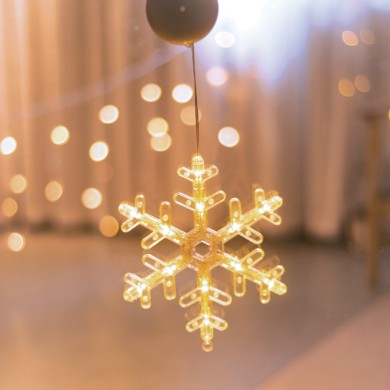 "WINDOW PLASTIC SNOWFLAKE" 12 LED LIGHTS WW BATTERIES (3ΧΑΑΑ) IP20 17X20CM